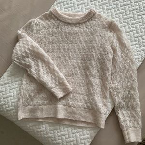 Zara Soft Cream Pointelle Knit Sweater